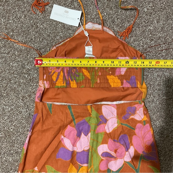 Caroline Constas Floral Halter Dress linen dress travel dress summer dress - Picture 14 of 16